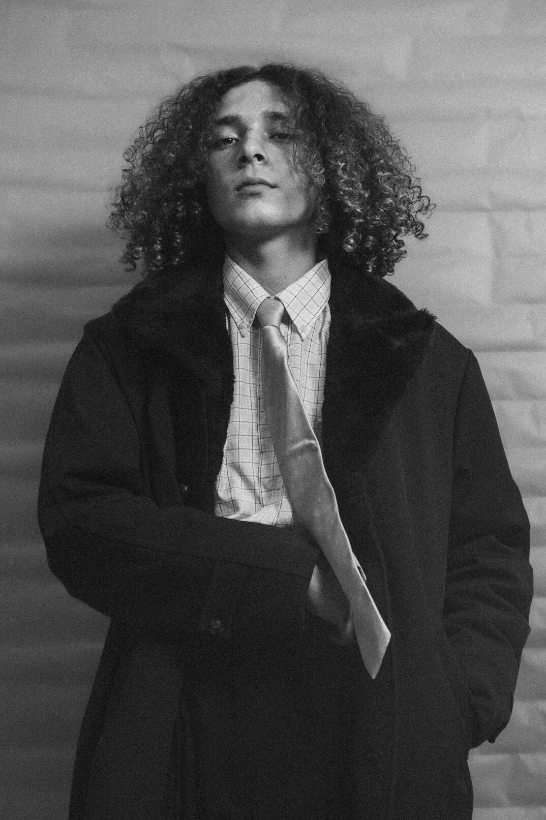 Studio portrait of a businesswoman with curly hair